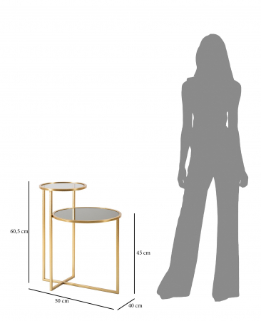 Masuta de cafea 2 Levels, Fier/Sticla, Auriu, 60.5x50x40 cm [2]