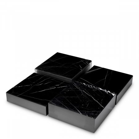 Măsuță de cafea, Esposito, finisaj bronz, marmura neagra set de 4 [1]