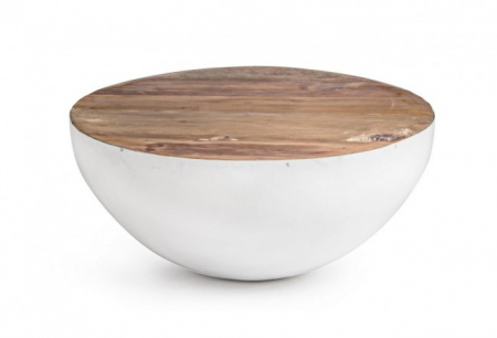 SALE % - Masuta de cafea Lancester, Otel/Lemn, Alb, 70x32 cm 