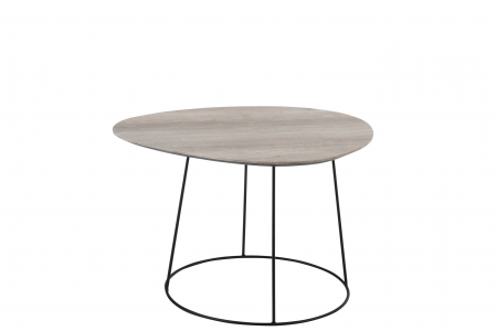 Masute - Masuta de cafea Oval Distorted, Mdf/Fier, Negru/Gri, 69x55x45 cm