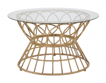 SALE % - Masuta PANAMA CIRCLE, Maro, Fier/Sticla/Plastic, 44.5x75x75 cm