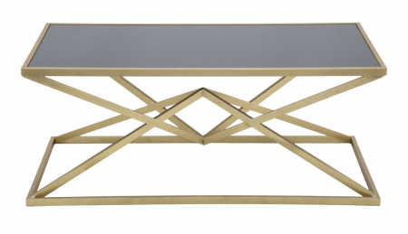 Masuta de cafea Piramid, MDF/Sticla, Negru/Auriu, 110x60x45 cm [2]