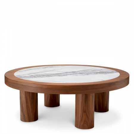 LIVING - Masuta de cafea, Presedio, furnir nuc, marmura biano liliac, Dimensiuni: Ø 100 | H. 36  
