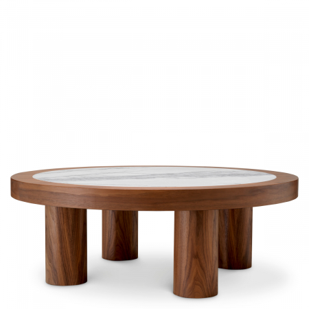 Masuta de cafea, Presedio, furnir nuc, marmura biano liliac, Dimensiuni: Ø 100 | H. 36   [2]