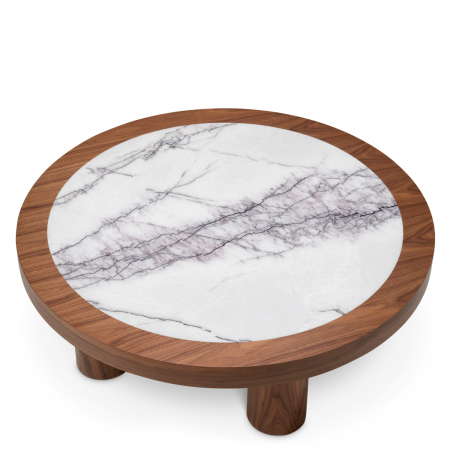 Masuta de cafea, Presedio, furnir nuc, marmura biano liliac, Dimensiuni: Ø 100 | H. 36   [3]