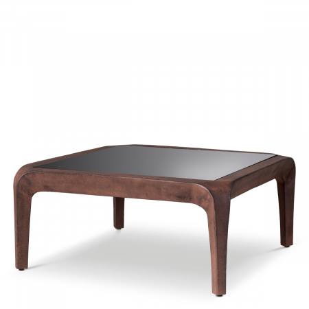 LIVING - Masuta de cafea, Quentin din sticla neagra aspect oxidat, Dimensiuni: L. 80 | W. 80 | H. 37  