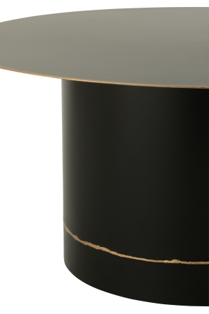 Masuta de cafea rotunda cu baza cilindrica si bordura, metal, negru/auriu, L [2]