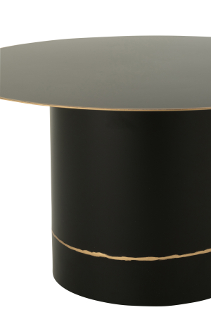 Masuta de cafea rotunda cu baza cilindrica si bordura, metal, negru/auriu, S [2]
