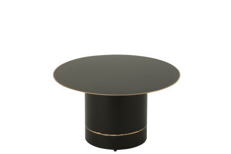 Masuta de cafea rotunda cu baza cilindrica si bordura, metal, negru/auriu, S [1]