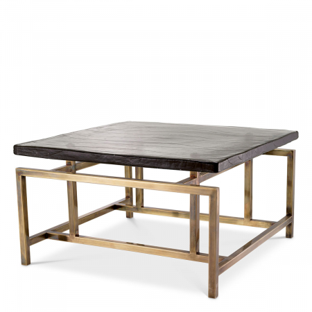 LIVING - Măsuță de cafea, Schlumberg, finisaj din alamă cu aspect vintage, Dims: L. 60.5 | W. 60.5 | H. 34  (CM)