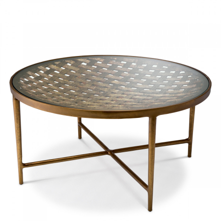 LIVING - Măsuță de cafea, Sorrento finisaj alama antica, Dims: Ø 90 | H. 44.5  (CM)