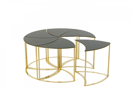 LIVING - Măsuță de cafea, Tornado, Auriu, Set 6