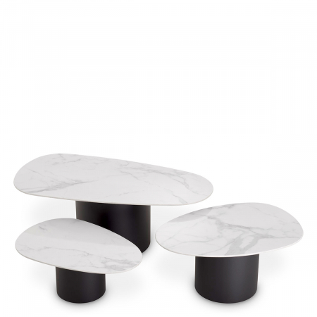 LIVING - Măsuță de cafea, Zane din marmura alba din ceramica set de 3