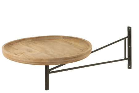 Mese dining - Masuta de perete Turning, Metal/Lemn, Negru/Natural, 55x30.5x111 cm