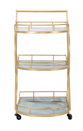 Masuta de servire pe roti Glass Mix, Fier/MDF/Sticla, Auriu/Multicolor, 84.5x71x45.5 cm [7]