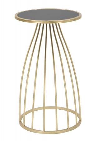 Masuta  FLUSH , Metal/Sticla, Negru/Auriu, 35X60 cm [2]