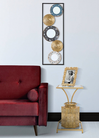 Masute - Masuta Glam , Fier/MDF/Sticla, Multicolor, 60x40x35 cm