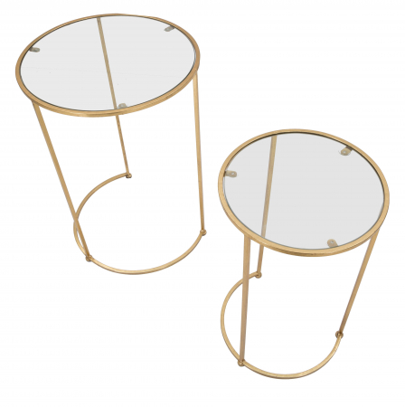 Set 2 masute Glam Simply, Fier/Sticla, Auriu, 63/56,5x44/34,5x44/34,5 cm [4]