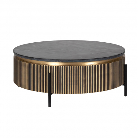 Masuta Ironville, Metal/Marmura/Lemn, Auriu/Negru, 40x90 cm [2]