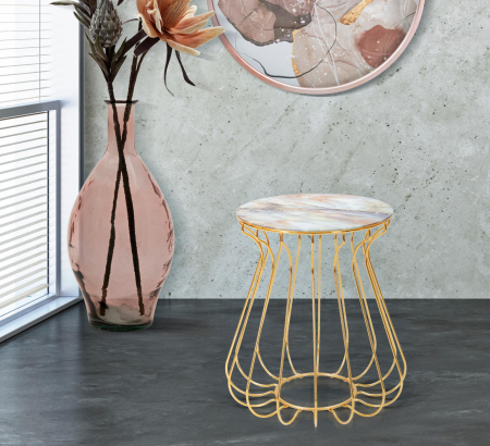 SALE % - Masuta Lale, Fier/Sticla, Multicolor, 52x48 cm