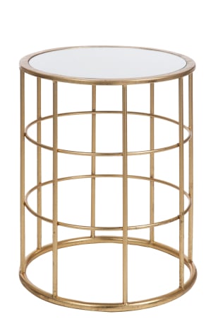 SALE % - Masuta laterala Bars, Metal/Sticla, Auriu, 41x41x47.5 cm