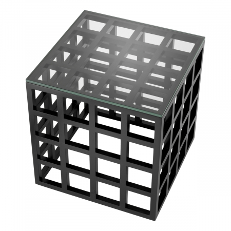 Măsuță laterală cubico finisaj negru clasic, Dims: L. 52 | W. 52 | H. 54.5  (CM) [2]