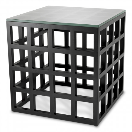 LIVING - Măsuță laterală cubico finisaj negru clasic, Dims: L. 52 | W. 52 | H. 54.5  (CM)