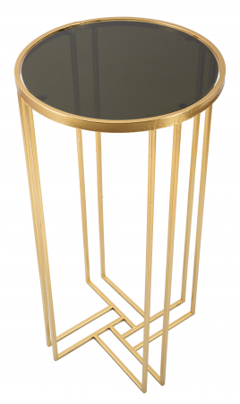 Masuta Ligles, Fier/Sticla, Auriu, 80x40x40 cm [3]