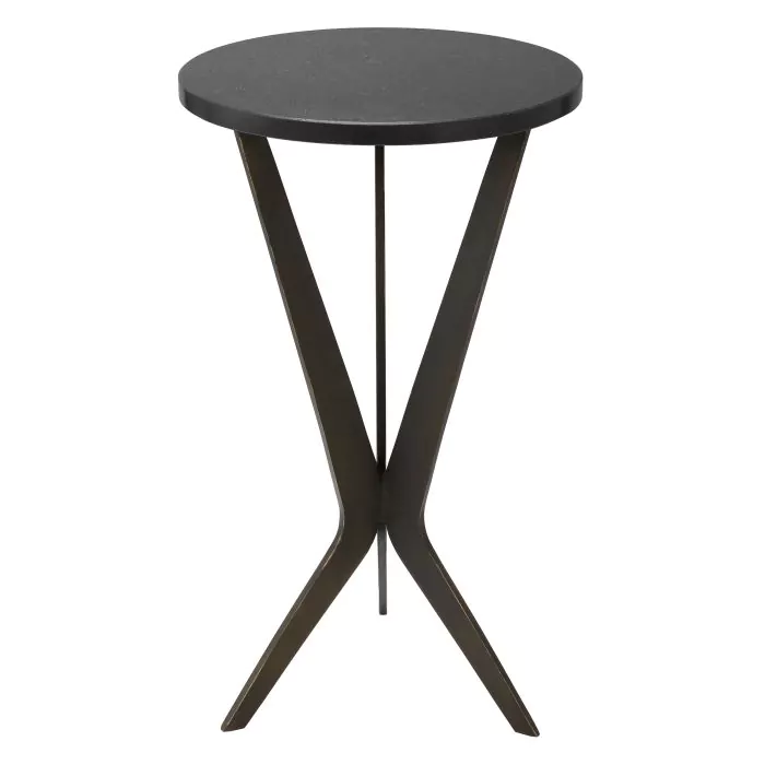 SALE % - Măsuță laterală, Malone blat din granit, finisaj bronz , Dims: Ø 30.5 | H. 52  (CM)