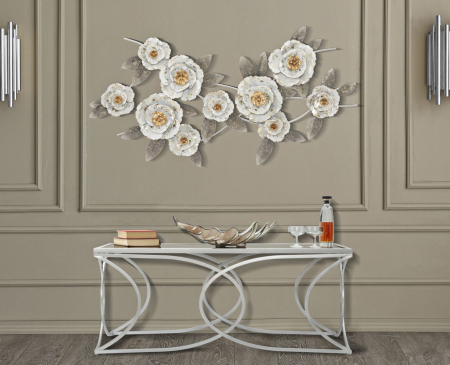 SALE % - Masuta Minsk, fier/MDF/oglinda, argintiu, 110X60X46 cm