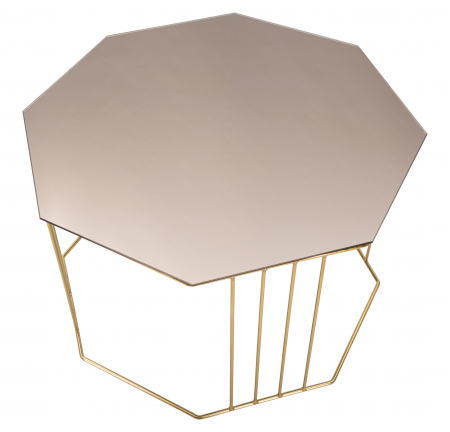 Masuta Octagon, Fier/Sticla, Auriu/Bronz, 70x45x45 cm [3]