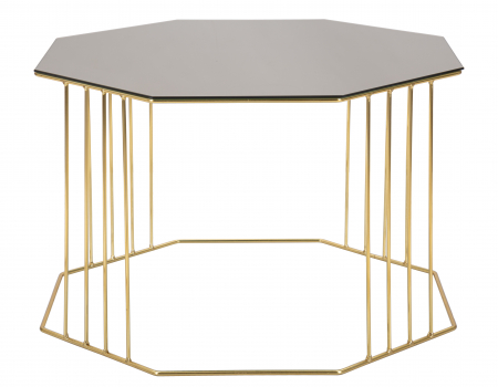 Masuta Octagon, Fier/Sticla, Auriu/Bronz, 70x45x45 cm [5]