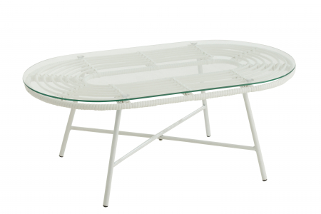 Mobilier exterior - Masuta Oval, Metal, Alb, 90x50x35 cm