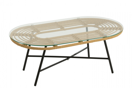 SALE % - Masuta Oval, Metal, Negru, 90x50x35 cm