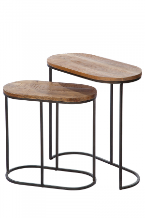 SALE % - Set 2 masute ovale GILDE, metal/lemn, 60x30