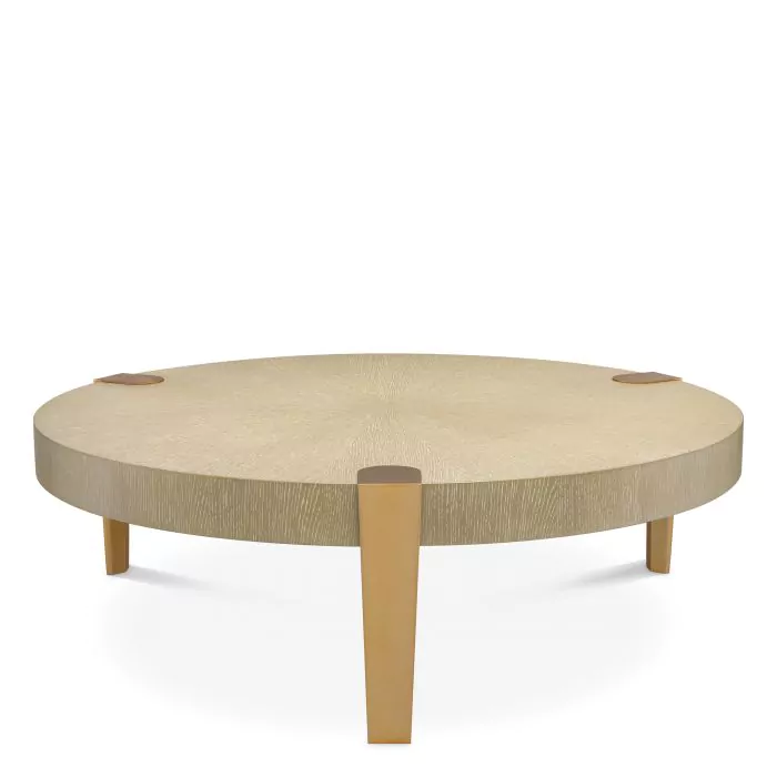 SALE % - Măsuță de cafea, Oxnard, furnir din stejar,/ alama, Dims: Ø 121 | H. 38.5  (CM)