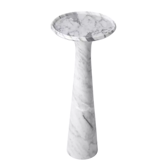 SALE % - Măsuță laterală, Pompano a marmură albă carrera, Dims: Ø 30 | H. 71.5  (CM)