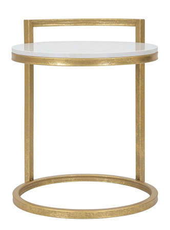 Masuta rotunda Marble, fier/marmura, auriu/alb, 40X43X50 cm [6]