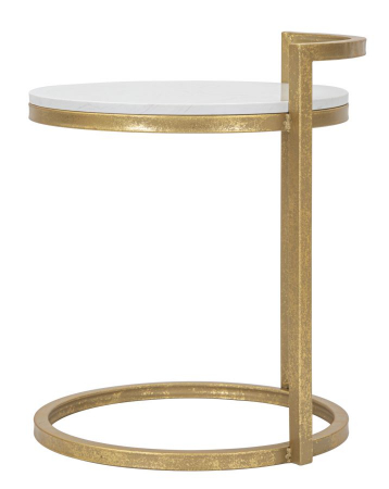 Masuta rotunda Marble, fier/marmura, auriu/alb, 40X43X50 cm [2]