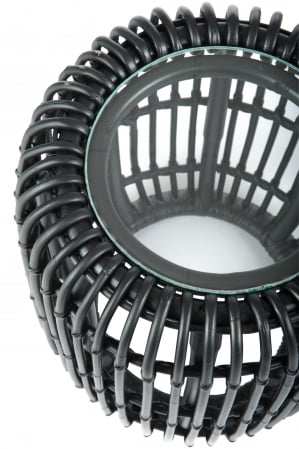 Masuta Round, Sticla/Ratan/Bambus, Negru, 35x35x45 cm [2]