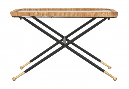 Masuta Saint Barth, Fier/Sticla/Rattan, Multicolor, 45x70x50 cm [3]