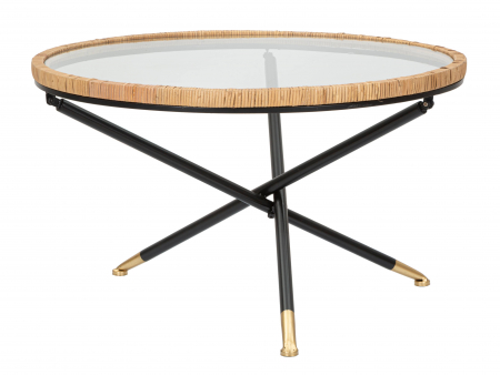 Masuta Saint Barth, Fier/Sticla/Rattan, Multicolor, 46.5x80x80 cm [3]