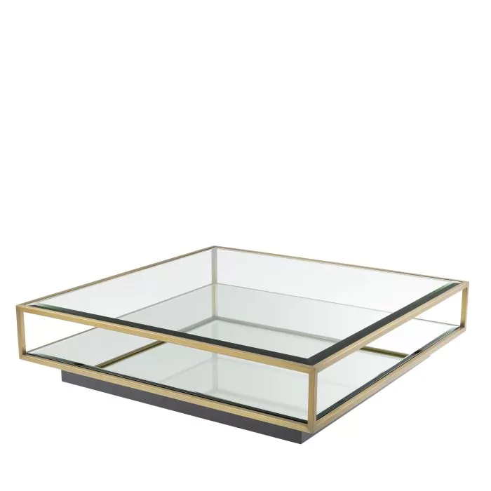SALE % - Măsuță de cafea, Tortona L finisaj alamă, Dims: L. 120 | W. 120 | H. 30  (CM)