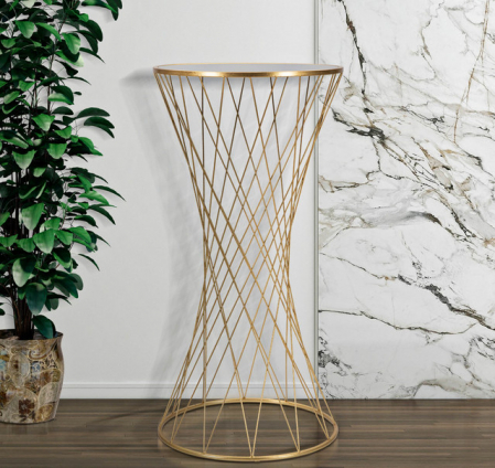 Masuta Tower, Fier/MDF/Oglinda, Auriu, 100x50x50 cm [5]