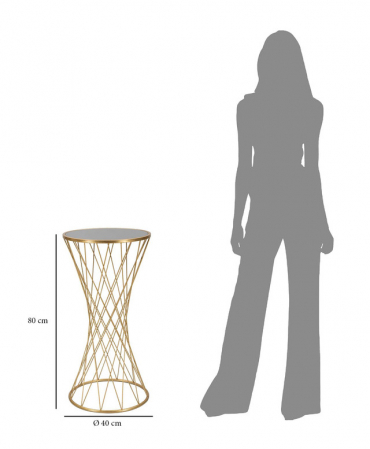 Masuta Tower, Fier/MDF/Oglinda, Auriu, 80x40x40 cm [6]