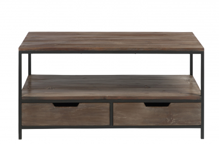 Masuta de cafea, Lemn/metal, Negru/Maro, 120x50x60.5 cm [2]