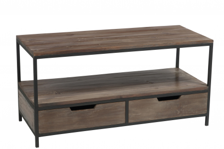 SALE % - Masuta de cafea, Lemn/metal, Negru/Maro, 120x50x60.5 cm