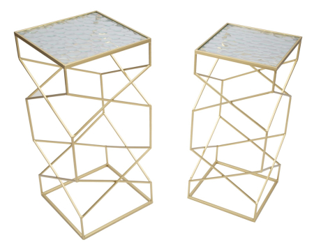 Masute de cafea din sticla, set 2, 31,5x31,5x68-28x28x64 cm [1]