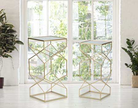 Masute de cafea din sticla, set 2, 31,5x31,5x68-28x28x64 cm [6]