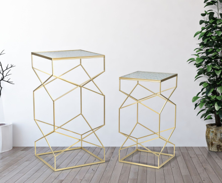 Masute de cafea din sticla, set 2, 50x50x100-40x40x80 cm [6]